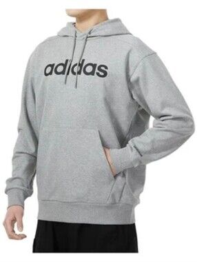Adidas Men’s Solid Linear Logo Graphic Fleece Pullover Hoodie Size Small